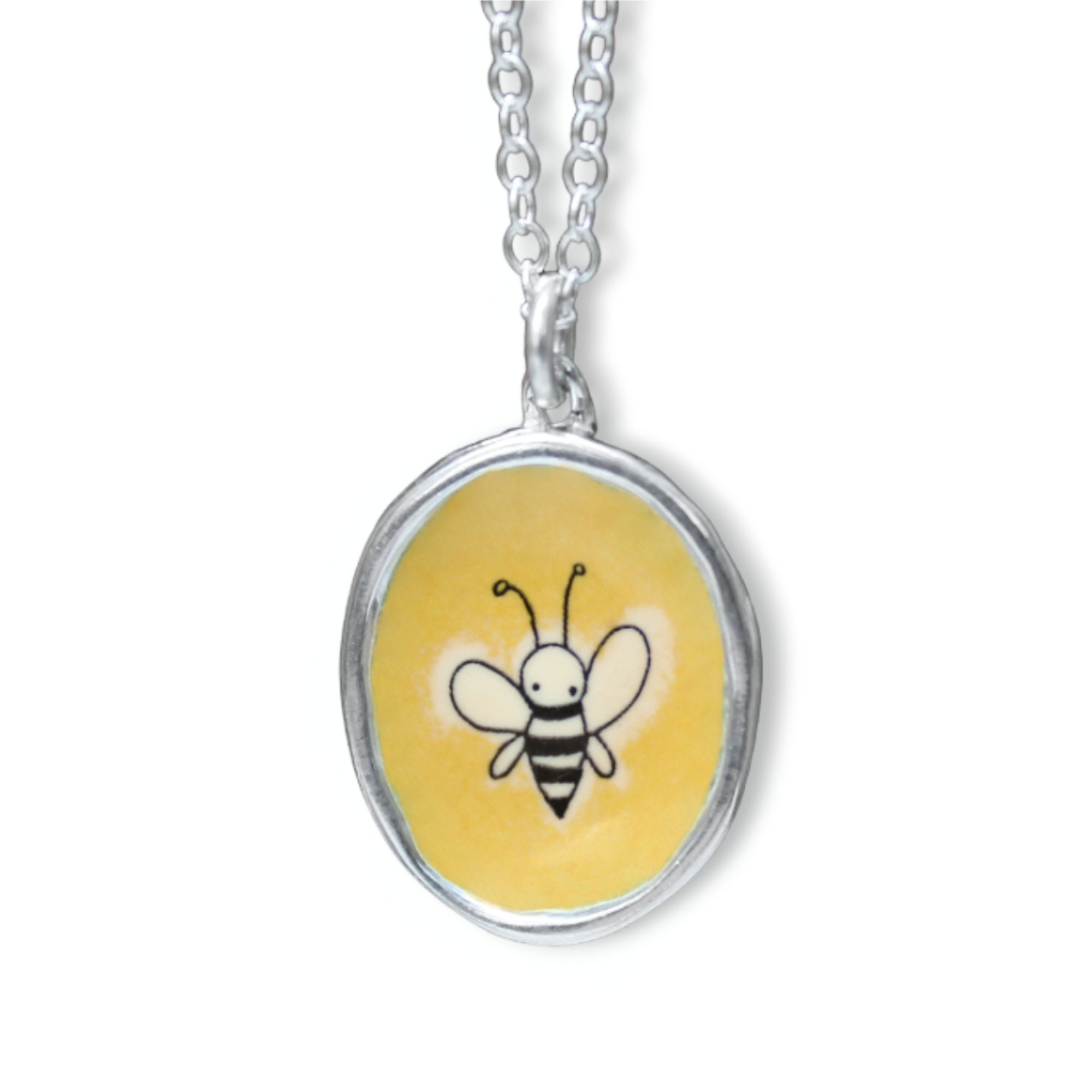 Ciondolo Ape Con Catena Argento E Smalto – Gioiello Elegante Con Cristalli, Regalo Donna