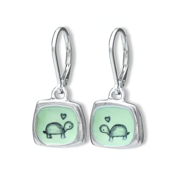 Boucles D'Oreille Petite Tortue Argentée - Neuves Sans Emballage - Style Mignon
