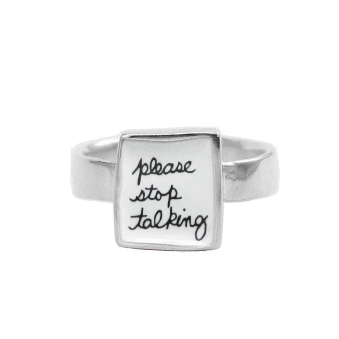 Please Stop Talking Ring - Sterling Silver and Vitreous Enamel