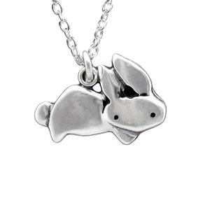 Sterling Rabbit Charm Necklace - Silver Bunny Necklace - Rabbit Charm or Pendant on Adjustable Chain