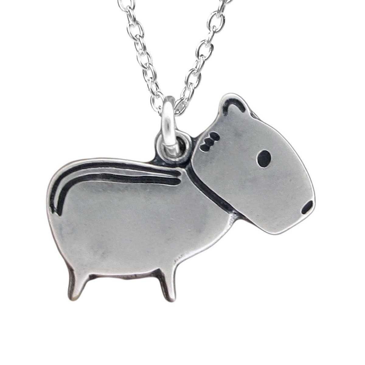 Sterling Capybara Necklace Silver Capybara Pendant on Adjustable Sterling Chain Etsy