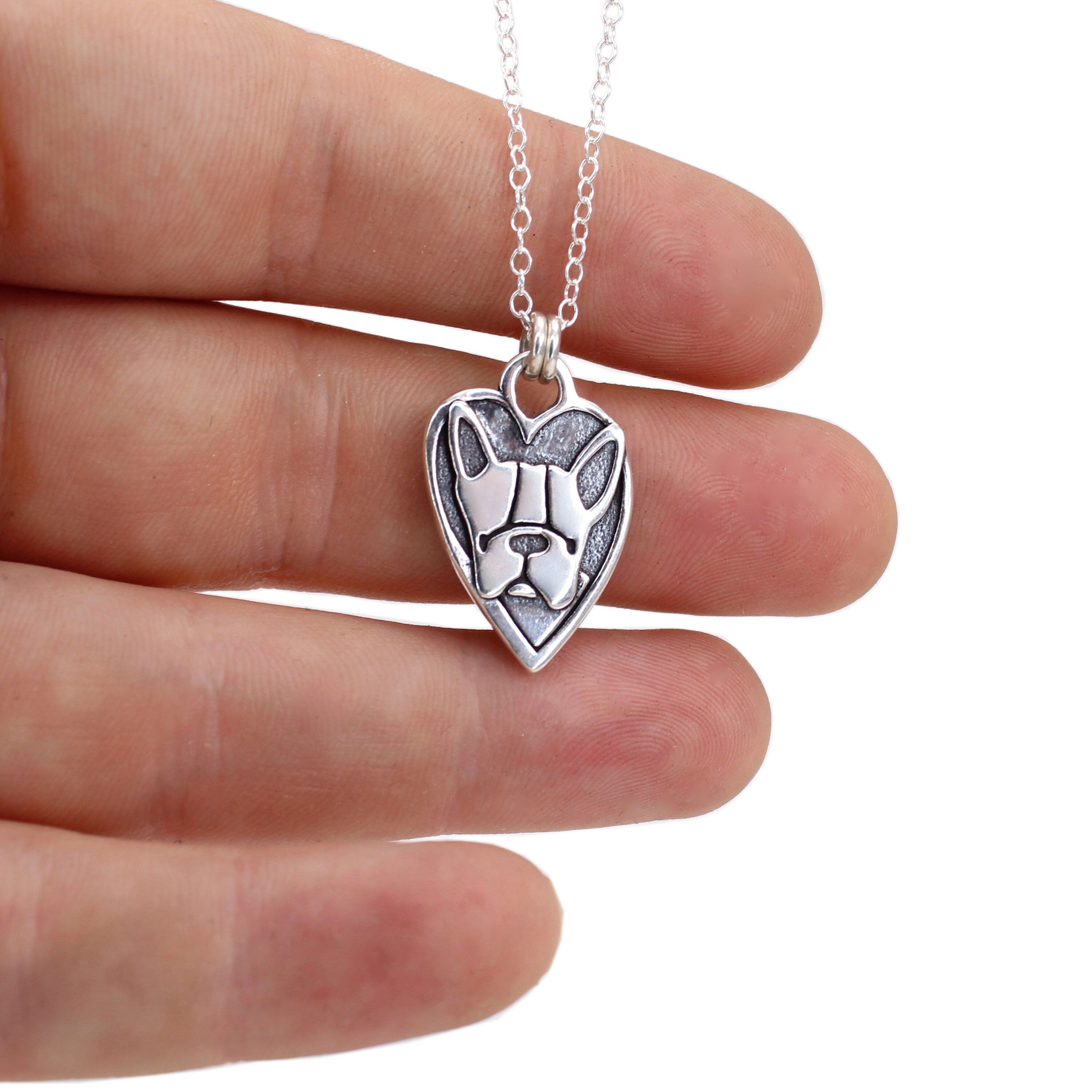 Collana Con Bulldog Francese In Argento Sterling 925 E Cristallo Blu – Gioiello Regalo Per Amanti Dei Cani - 2