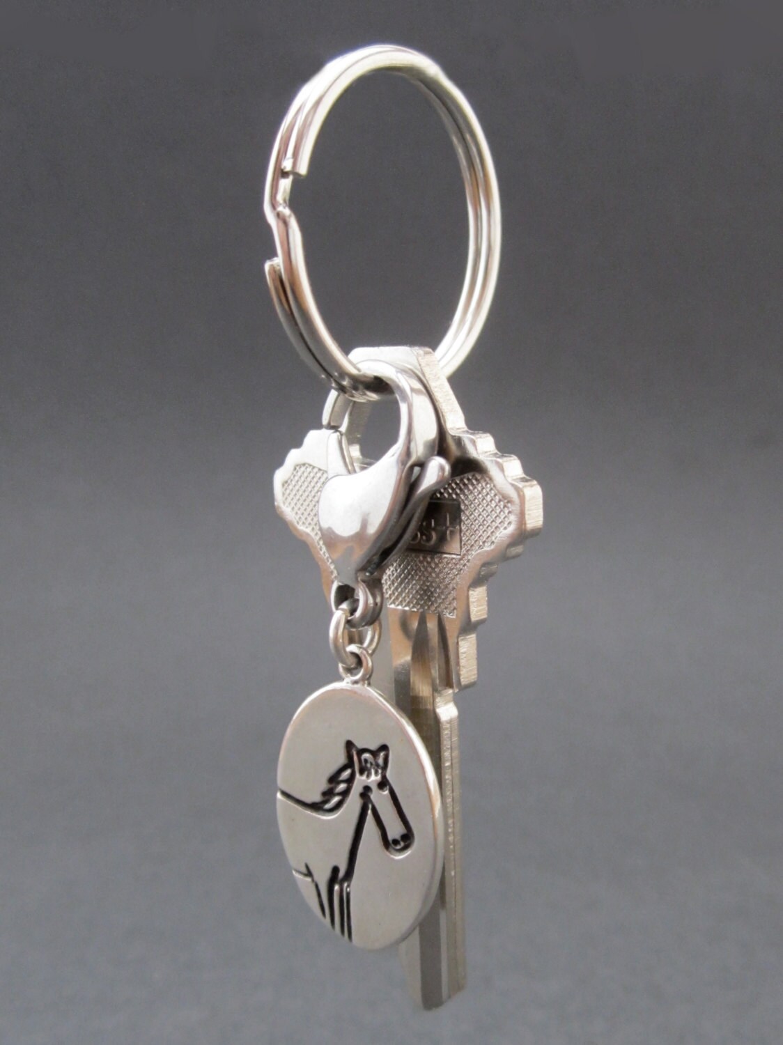 Sterling Silver Horse Keychain Silver Pony Keyring Etsy