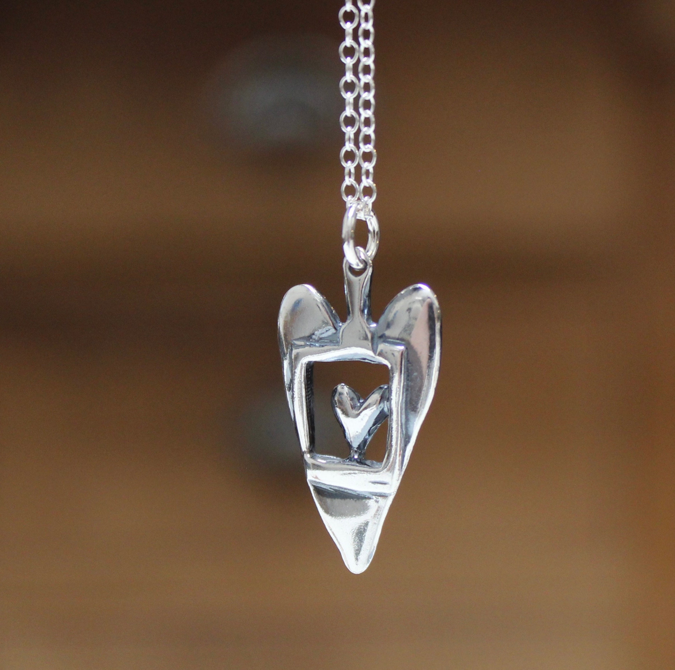 Sterling Silver Love Within Heart Charm Necklace I Hold Your Heart Charm Necklace on Adjustable Sterling Chain Etsy