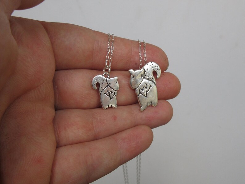 Mother Daughter Squirrel Charm Necklace Set Sterling Silver Squirrel Pendants on Adjustable Sterling Chains image 5