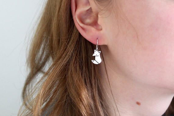 Orecchini Pendenti A Volpe In Argento – Gioielli Animalier Donna, Design Davanti/Dietro, Fatti A Mano