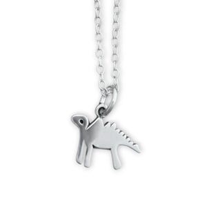 Winzige Sterling Silber Dinosaurier Halskette - Silber Stegosaurus Anhänger - Dinosaurier Anhänger an verstellbarer Sterling Kette