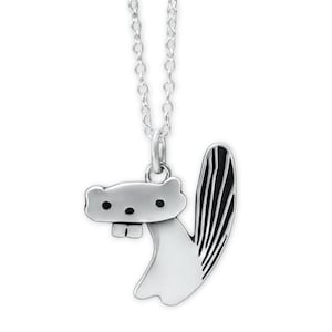 Tiny Beaver Necklace - Adorable Sterling Silver Beaver Charm on Adjustable Sterling Silver Chain
