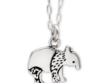 Sterling Silver Tapir Necklace - Adjustable Chain