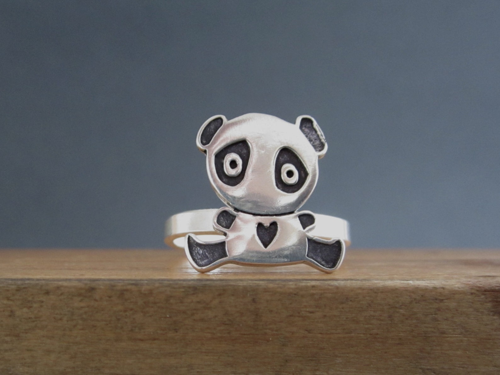 Sterling Silver Panda Ring Panda Bear Ring Custom Made in Etsy
