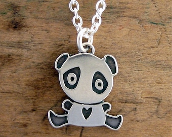 Sterling Silber Panda Bär Anhänger: Verstellbare Kettenhalskette