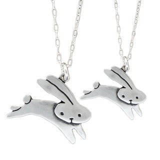 Collana Argento 925 Con Mamma Coniglio E Cuore | Zirconia | Gioiello Per Amanti Dei Conigli | Regalo Festa Della Mamma