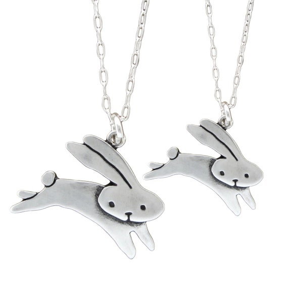 Collana Argento 925 Con Mamma Coniglio E Cuore | Zirconia | Gioiello Per Amanti Dei Conigli | Regalo Festa Della Mamma