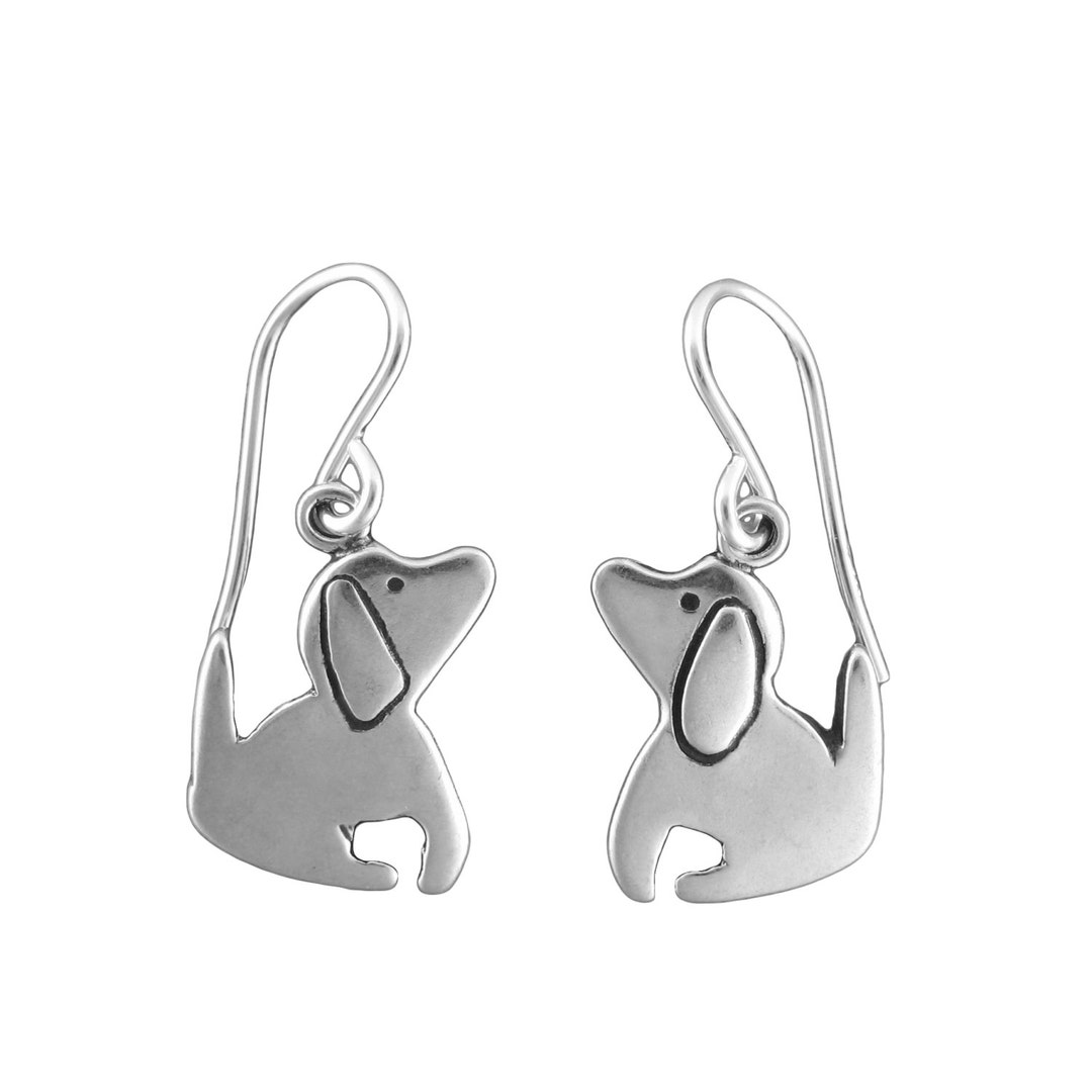 Little Dog Earrings Sterling Silver Good Dog Earrings Sitting Dog