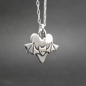 Sterling Silver Bat Charm Necklace - Silver Bat Pendant on Adjustable Sterling Chain