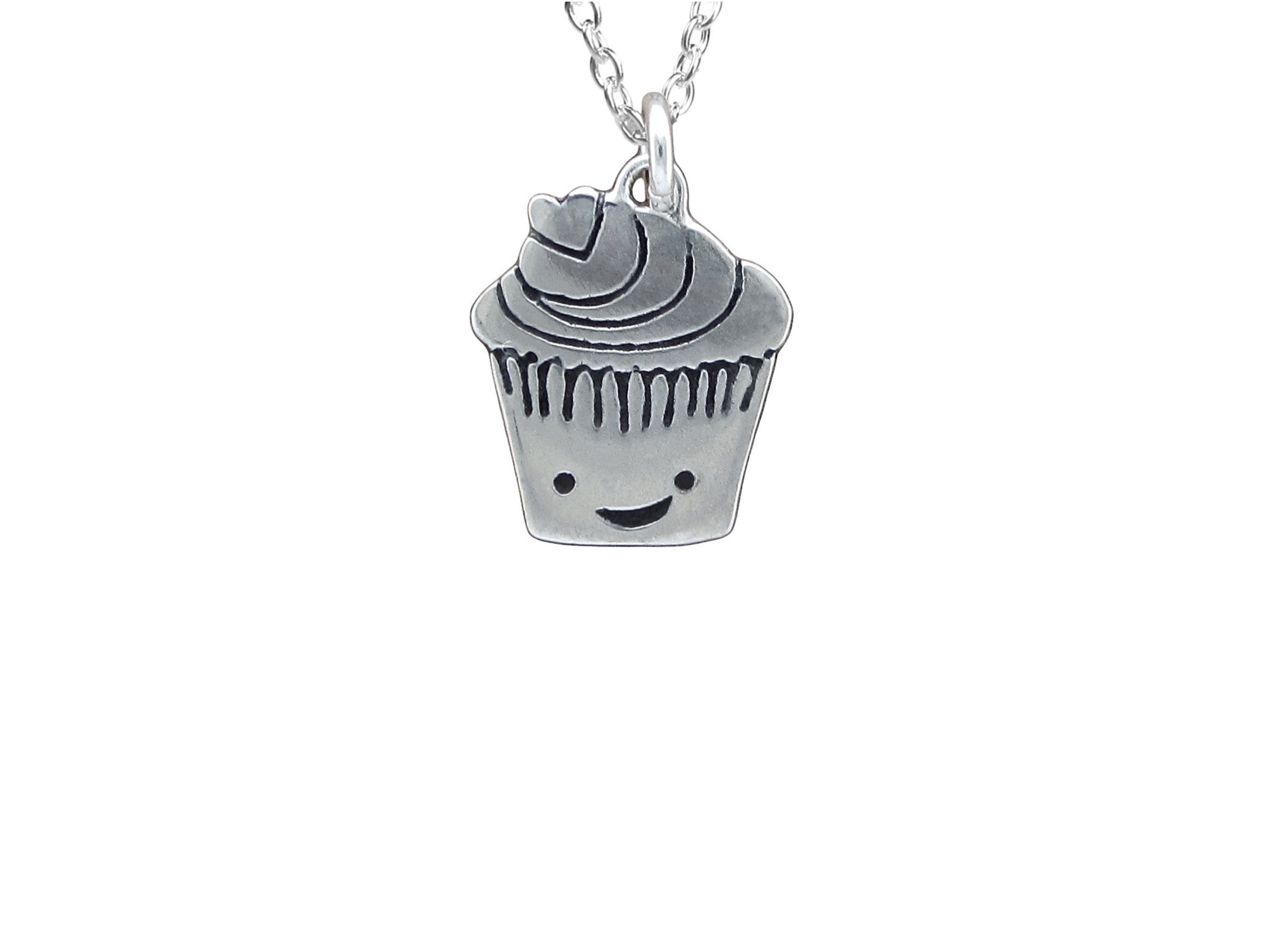 Tiny Cupcake Charm - Sterling Silver Cupcake Necklace - Muffin Charm