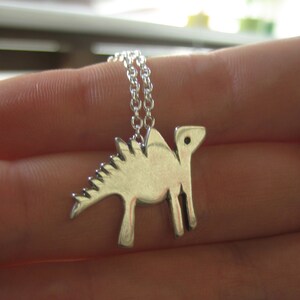 Sterling Dinosaur Charm Necklace Silver Stegosaurus Pendant or Charm on Adjustable Chain image 3