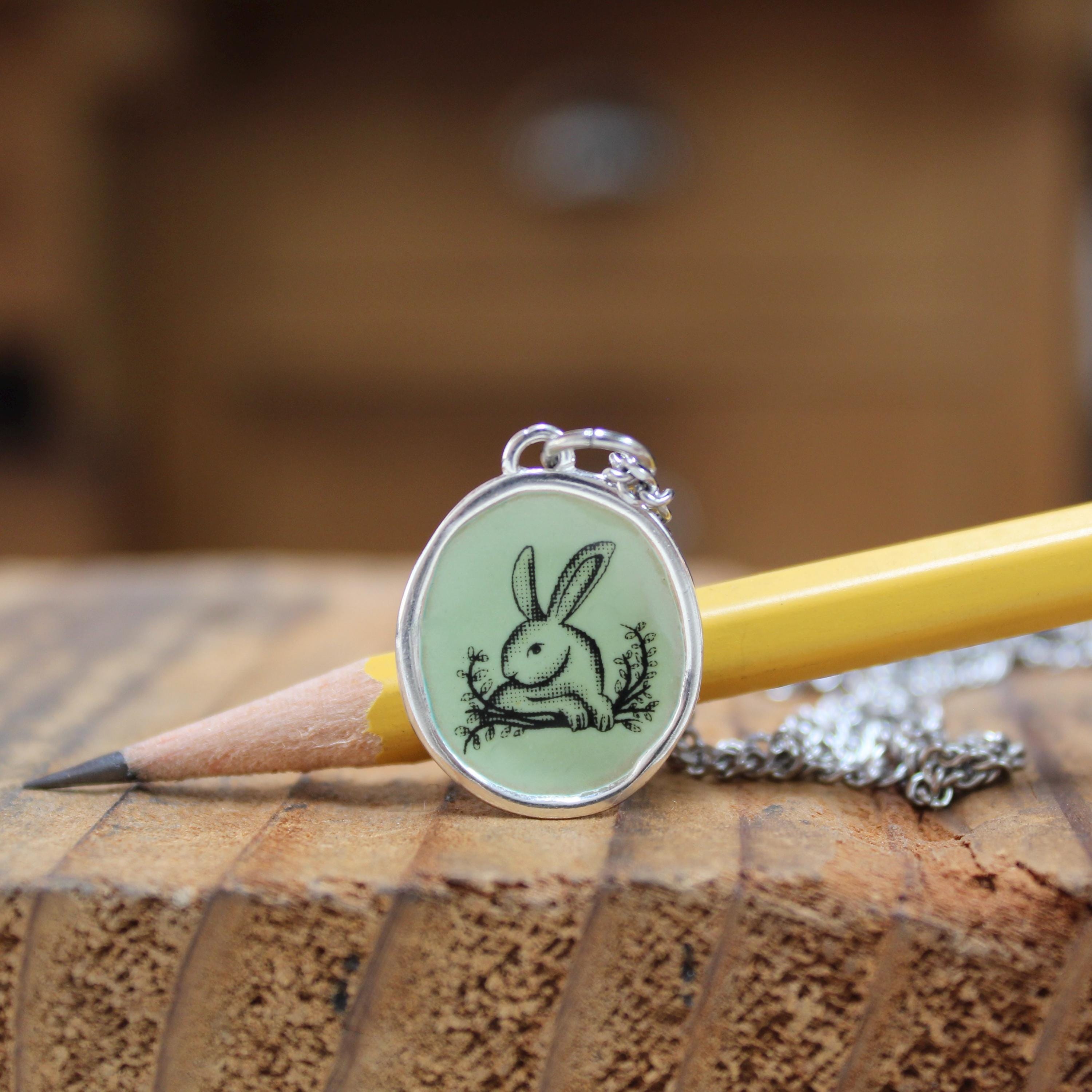 Pendentif Lapin Ancien – Argent 800 – Branche De Pin – Début 1900
