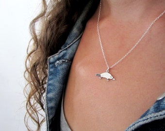 Sterling Silver Platypus Necklace Cute Platypus Pendant
