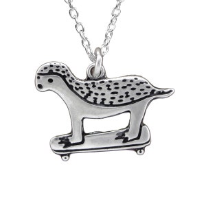 Skateboarding Badger Necklace - Sterling Silver Honey Badger Pendant on Adjustable Chain - Skateboarding Charm for Her Him They