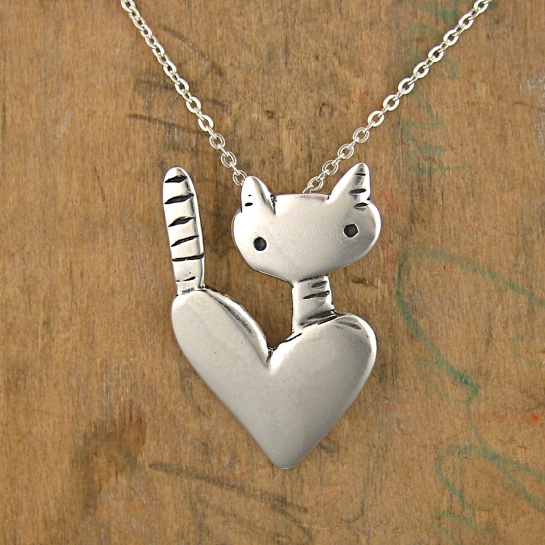 Mother Daughter Cats Necklace Set Set of Two Sterling Silver Etsy