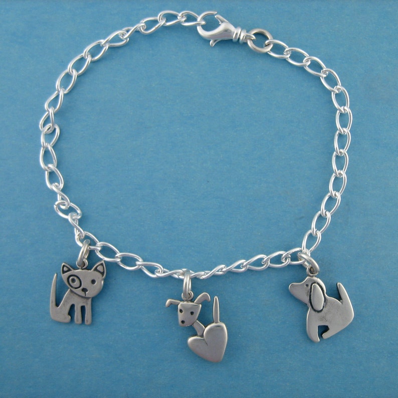 Puppy Love Charm Bracelet Sterling Silver Dog Bracelet Etsy