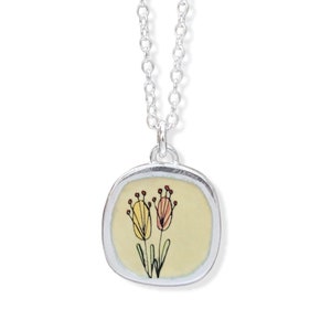 Sterling Silver "wildflowers don't care where they grow" Pendant on Adjustable Chain - Flower Charm