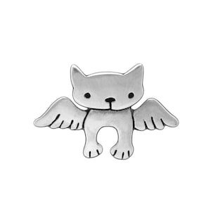 Sterling Angel Kitty Necklace Silver Cat Pendant on Adjustable Sterling Chain Cat with Wings Cat Memorial image 1