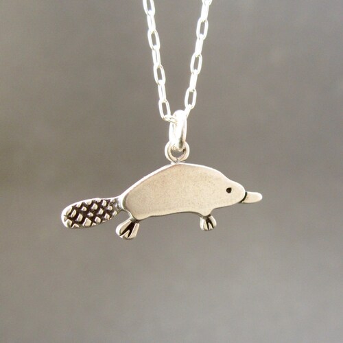 Sterling Silver Platypus Necklace - Cute Platypus Pendant - Platypus Charm on Adjustable Chain
