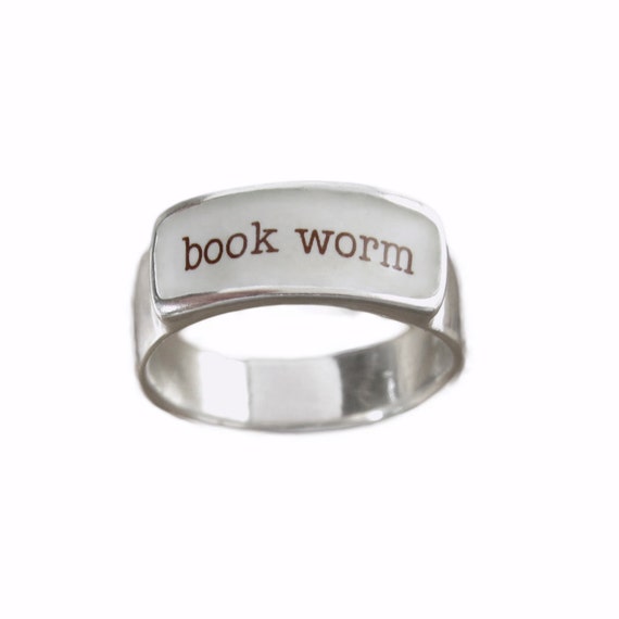 Sterling Silver Book Worm Band Ring