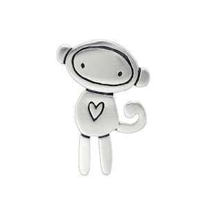 Sterling Silver Sock Monkey Charm Necklace - Silver Monkey Pendant on Adjustable Sterling Chain