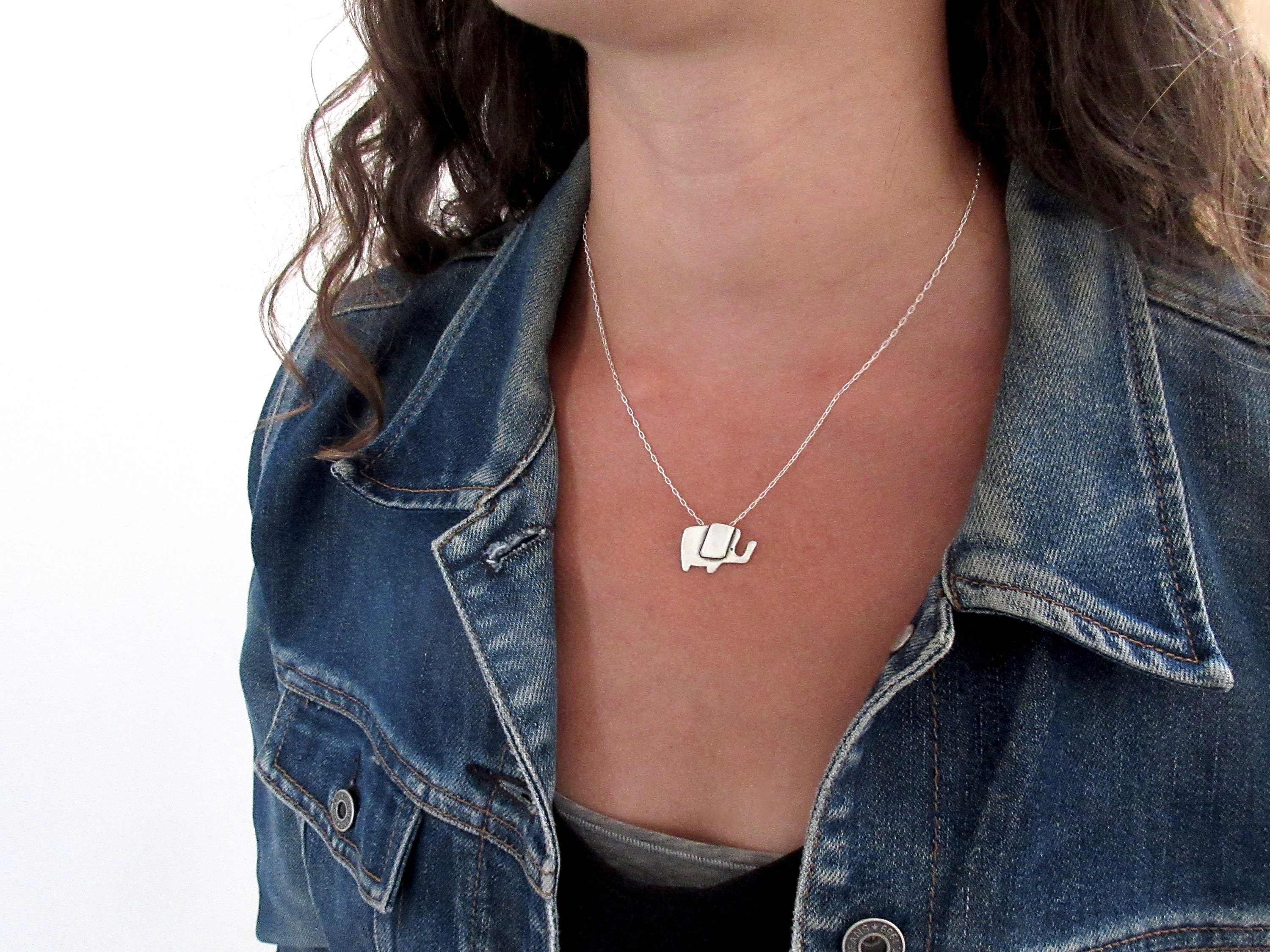 Mother Daughter Elephant Necklace Set Sterling Silver Etsy