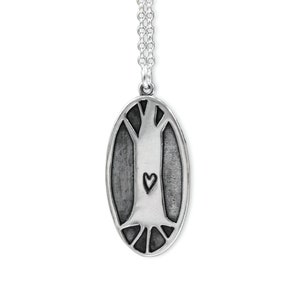 Sterling Silver Tree Charm Necklace - Tree with Roots and Heart Pendant - Nature Lover Gift