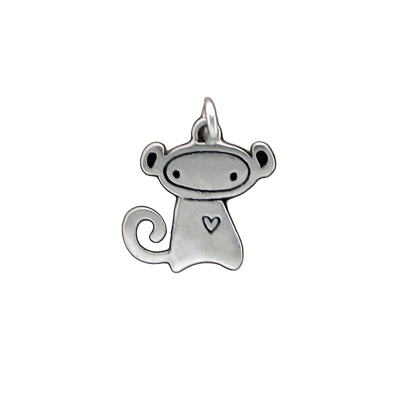 Sterling Silver Monkey Pendant Tiny Monkey Necklace