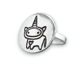 Unicorn Ring - Sterling Silver Unicorn Ring Custom Made to Your Size