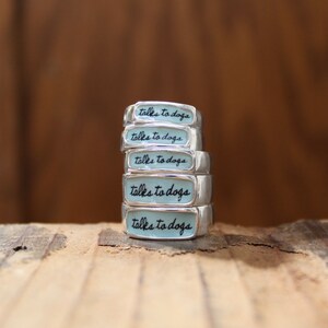 Talks to Dogs Band Ring Sterling Silver and Vitreous Enamel Dog Ring Ring for Dog Lovers image 3