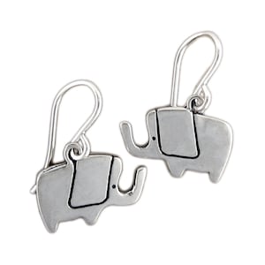 Little Elephant Earrings - Sterling Silver Pachyderm Earrings