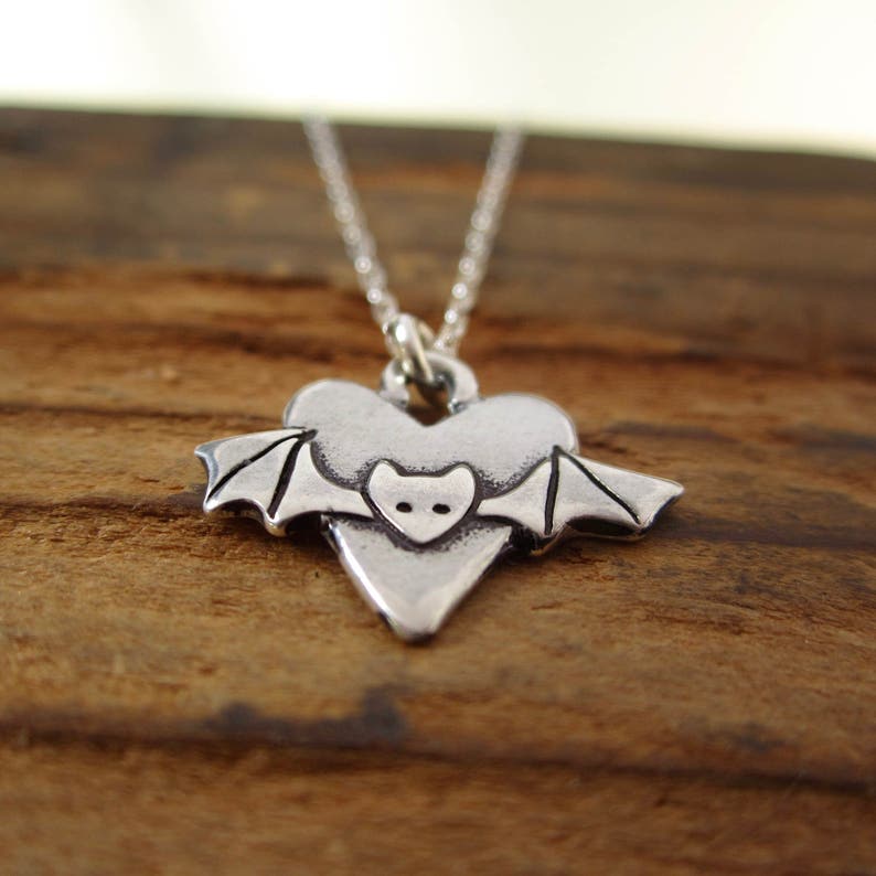 Sterling Bat Necklace Silver Bat Pendant Etsy