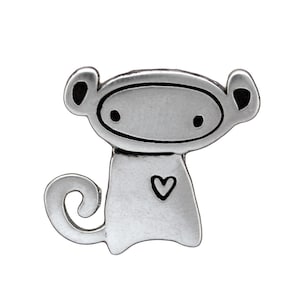 Sterling Silver Monkey Charm Necklace - Silver Monkey Pendant on Adjustable Sterling Chain