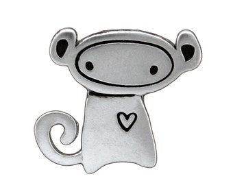 Sterling Silver Monkey Charm Necklace - Silver Monkey Pendant on Adjustable Sterling Chain