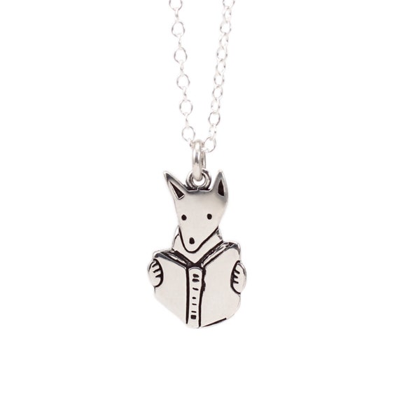 Book Dog Necklace Sterling Silver 