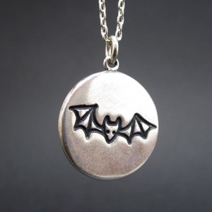 Bat Necklace Fly by Night Necklace Reversible Sterling Silver Bat Pendant on Adjustable Chain Bat Charm image 2
