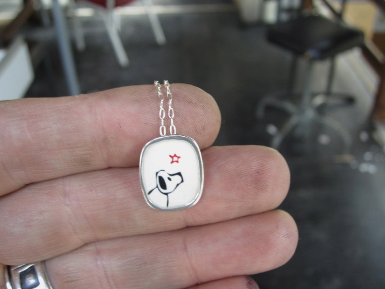 Dog Pendant Enamel and Silver Dog Necklace Sterling Silver and Vitreous Enamel image 5