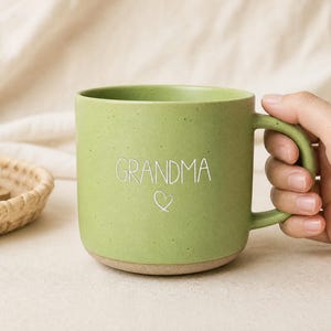 Personalized Engraved Coffee Pottery Mug Mother's Day Gifts, Custom Ceramic Mug with Your Text Family Gifts, Grandma Mug Thanksgiving Gifts