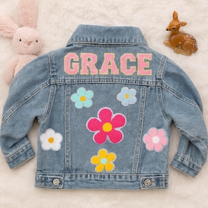 Custom Kids Jean Jacket With Name, DIY Patch Toddler Jean Jacket ,Personalized Denim Jacket , gift for girls/boys