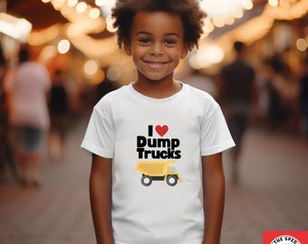 Camiseta juvenil de camión volquete: Camiseta gráfica "Me encantan los camiones volquete"