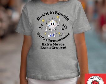 Camiseta juvenil de concienciación sobre el síndrome de Down: gráfico "A bailar"