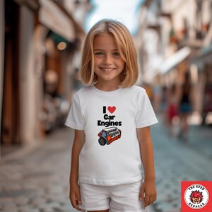 Youth I Love Car Engine Tee | V8 Graphic T-Shirt | Automotive Enthusiast Shirt | Unisex Crew Neck | Perfect Gift for Car Lovers