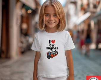 Camiseta con gráfico de motor de coche para jóvenes: Camiseta para entusiastas del automóvil