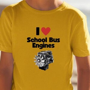 Youth I Love School Bus Engines T-Shirt | Graphic Tee | Unisex Kids Shirt | School Bus Lover Gift